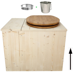 Toilette sèche avec bac à copeaux de bois - La Bac Bambou inox - modèle rehaussé PMR - hauteur d\'assise 50 cm
