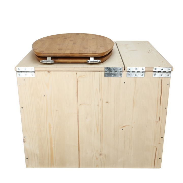  Toilette sèche avec bac à copeaux de bois - La Bac Bambou inox - modèle rehaussé PMR - hauteur d\'assise 50 cm