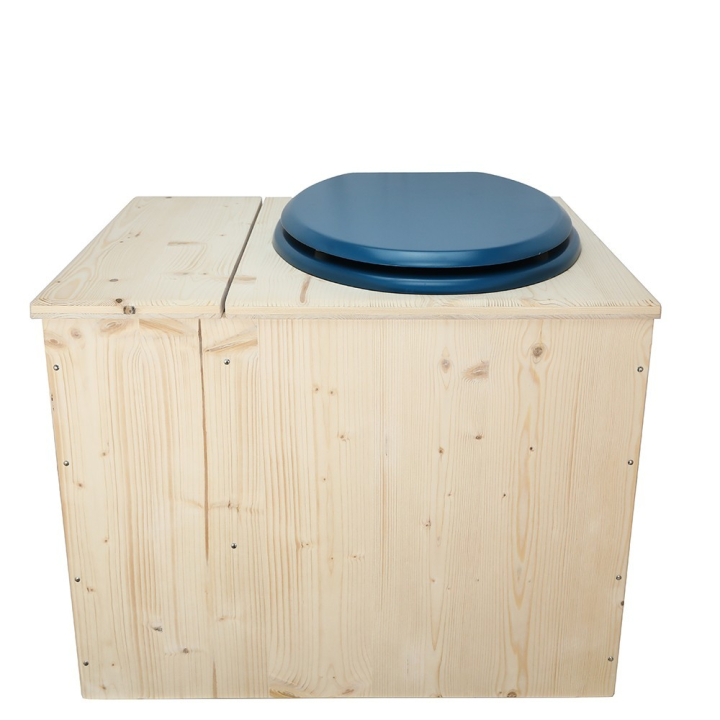  Toilette sèche avec bac à copeaux de bois - La Bac Bleu nuit inox - modèle rehaussé PMR - hauteur d\'assise 50 cm
