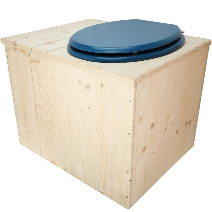  Toilette sèche avec bac à copeaux de bois - La Bac Bleu nuit inox - modèle rehaussé PMR - hauteur d\'assise 50 cm