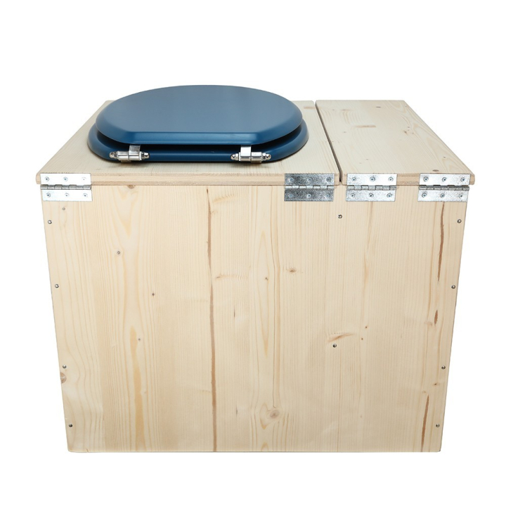  Toilette sèche avec bac à copeaux de bois - La Bac Bleu nuit inox - modèle rehaussé PMR - hauteur d\'assise 50 cm