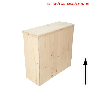 Bac à copeaux de bois avec couvercle pour toilette sèche - modèle brut spécialement adapté pour la gamme inox rehaussée