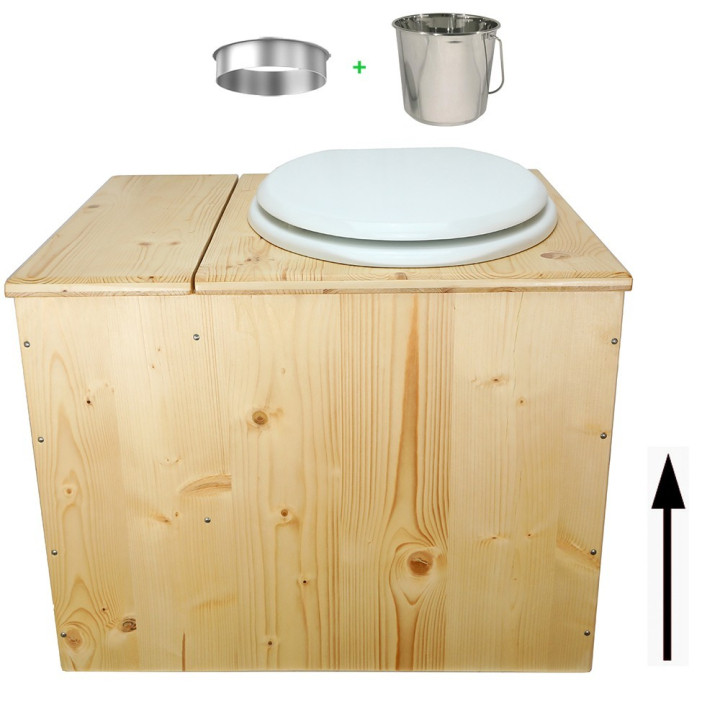 Toilette sèche en bois huilé avec bac intégré