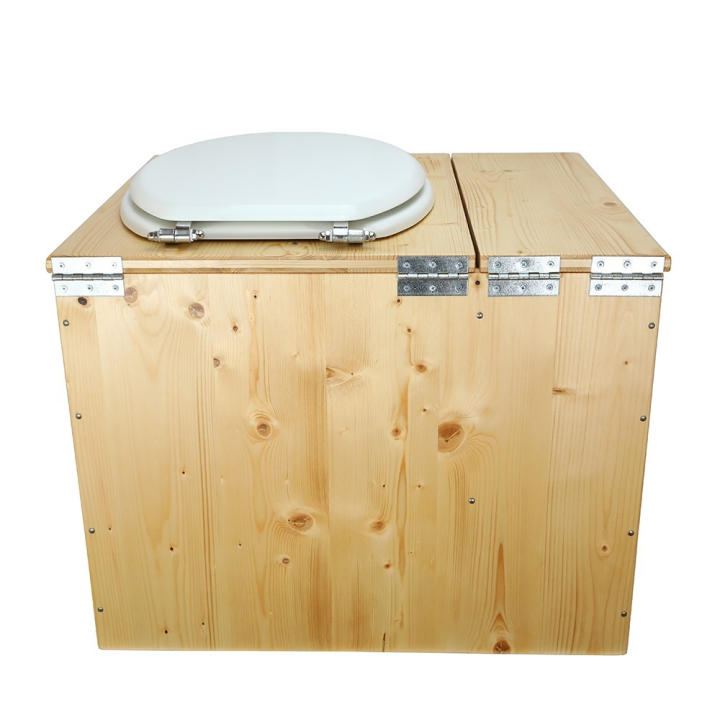  abattant blanc seau inox et bavette inox. Hauteur PMR 50 cm.