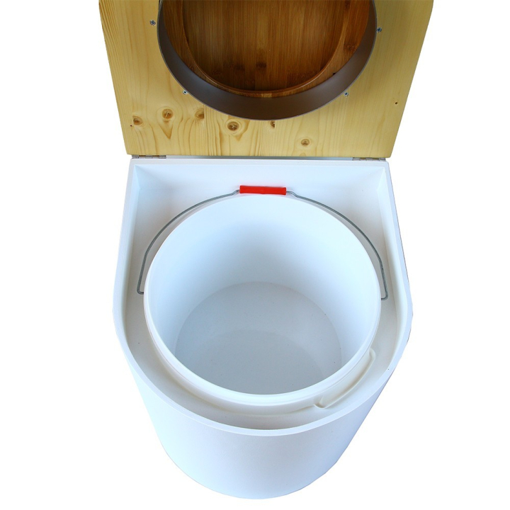  toilette sèche arrondie blanche avec couvercle huilé