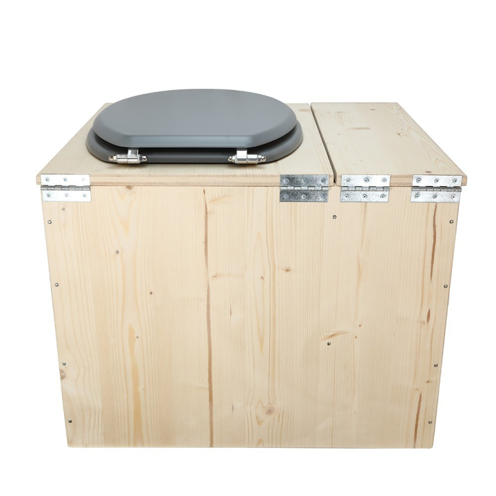  Toilette sèche avec bac à copeaux de bois - La Bac gris inox - modèle rehaussé PMR - hauteur d\'assise 50 cm
