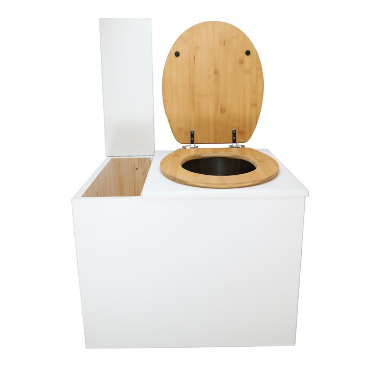  abattant bambou seau inox et bavette inox. Hauteur PMR 50 cm.