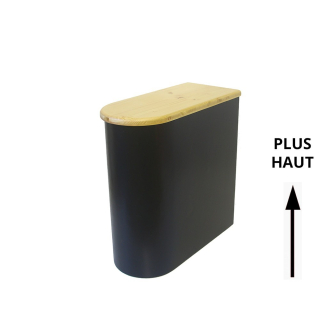 Bac à copeaux de bois arrondie noire avec couvercle huilé pour toilette sèche - modèle spécial demie lune huilé/noire rehaussée
