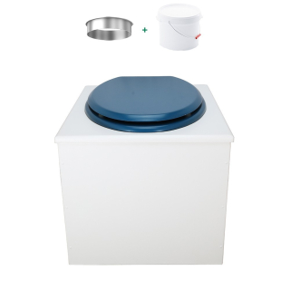 Toilette sèche de couleur blanche complète avec seau plastique 22L