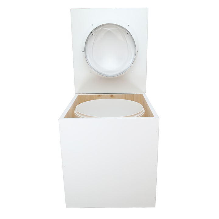  Toilette sèche en bois blanc avec seau plastique 22L