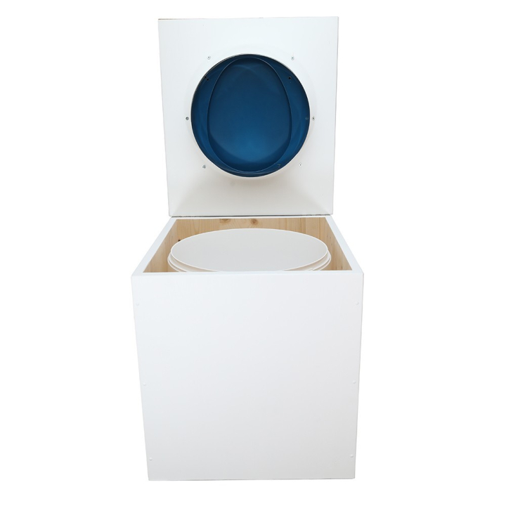  Toilette sèche en bois blanche avec seau plastique 22L