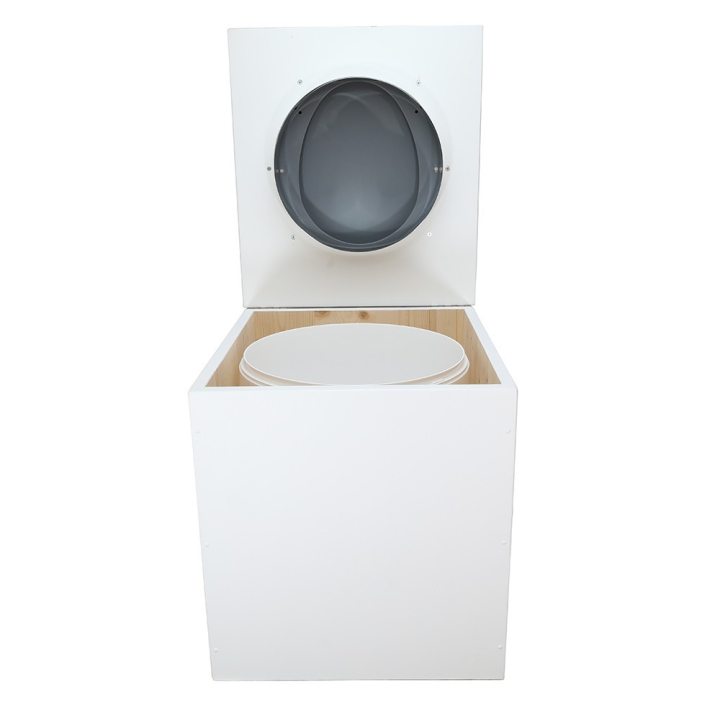  Toilette sèche en bois blanche avec seau plastique 22L
