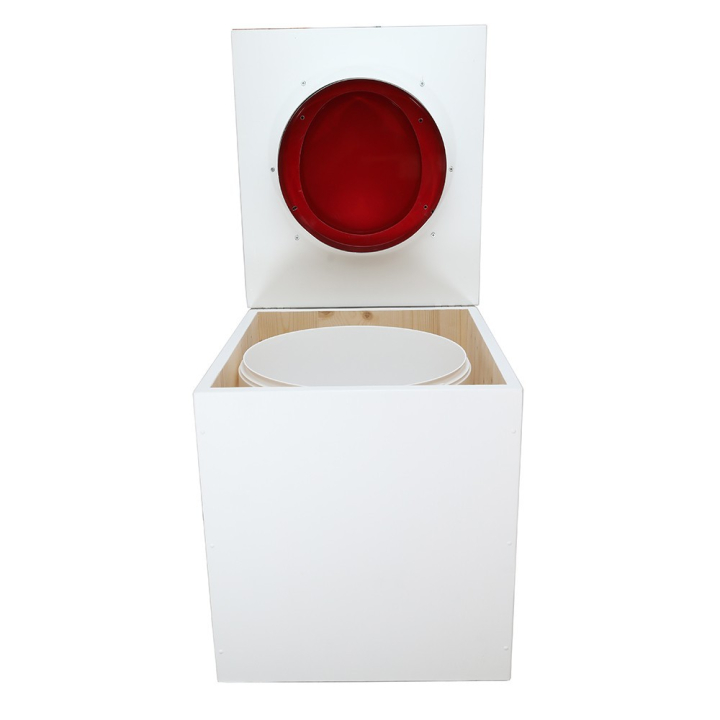  Toilette sèche en bois blanche avec seau plastique 22L