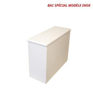 Bac à copeaux de bois blanc avec couvercle pour toilette sèche des gammes inox ou 22L plastique