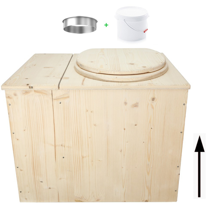 Toilette sèche avec bac à copeaux de bois intégré