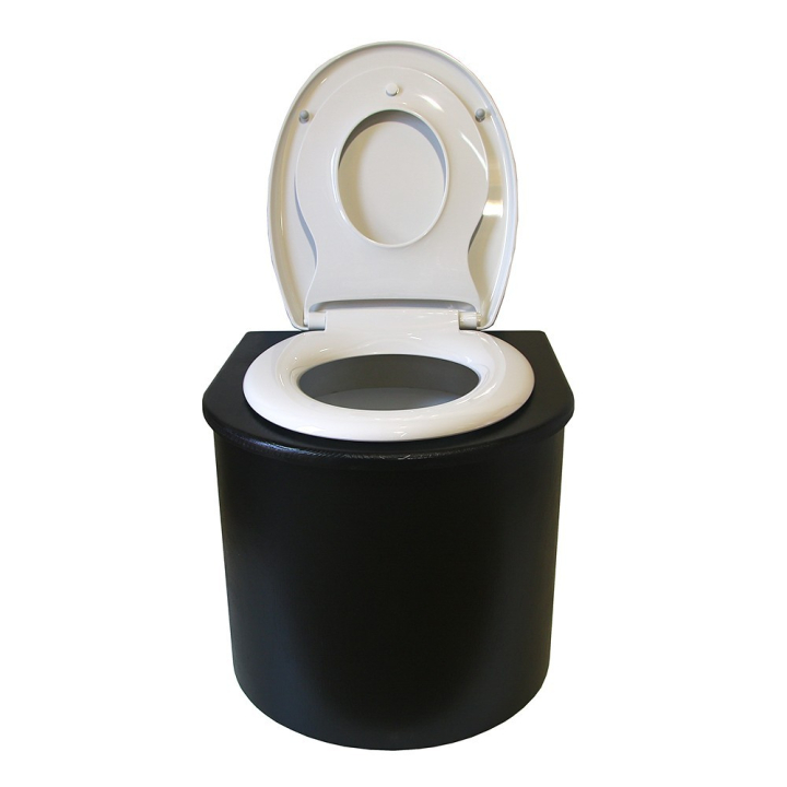  Toilette sèche en bois noir arrondie avec seau 22L plastique