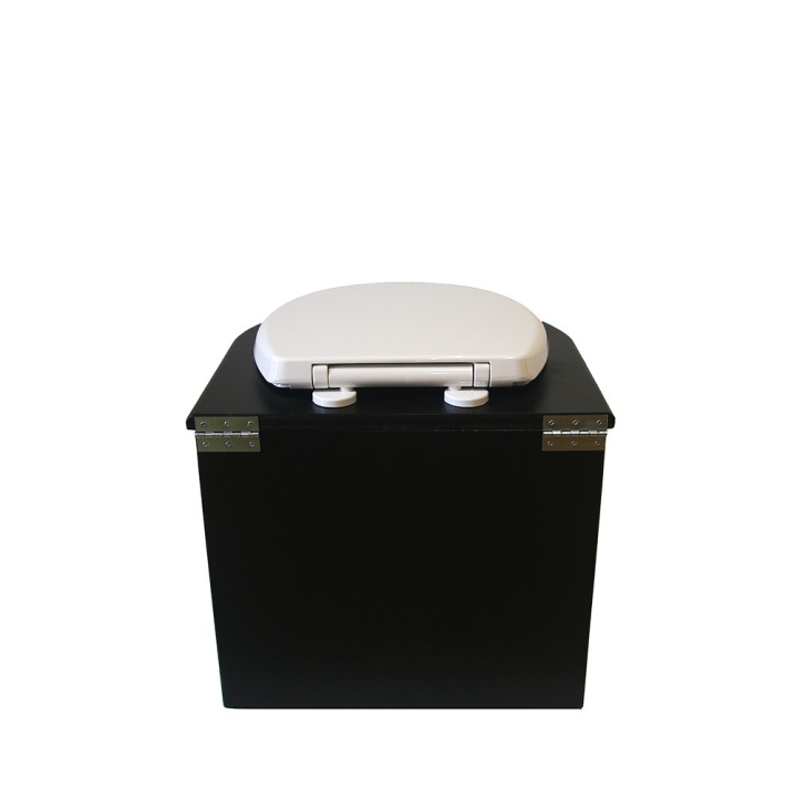  Toilette sèche en bois noir arrondie avec seau 22L plastique