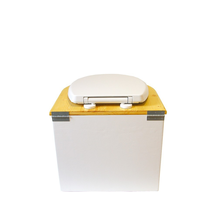  Toilette sèche en bois blanc arrondie avec couvercle huilé