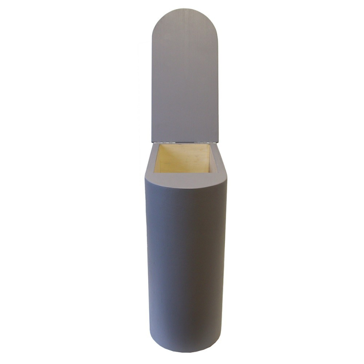  Bac à copeaux de bois gris arrondi avec couvercle pour toilette sèche - modèle rehaussé