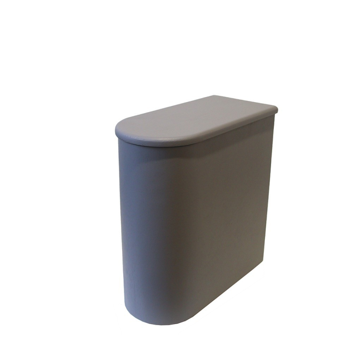  Bac à copeaux de bois gris arrondi avec couvercle pour toilette sèche - modèle rehaussé