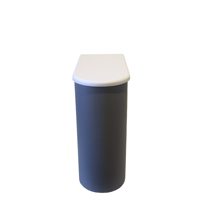 Bac à copeaux de bois gris/blanc arrondi avec couvercle pour toilette sèche - modèle rehaussé