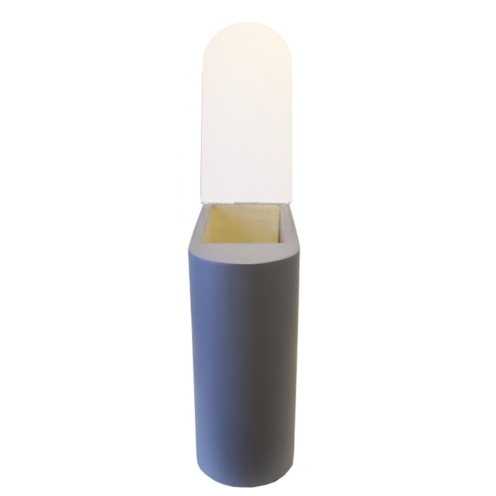  Bac à copeaux de bois gris/blanc arrondi avec couvercle pour toilette sèche - modèle rehaussé