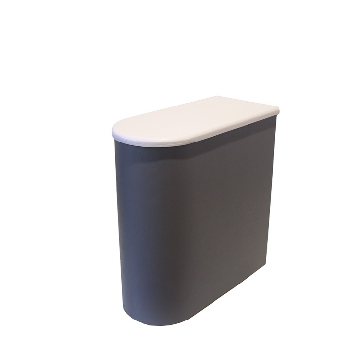  Bac à copeaux de bois gris/blanc arrondi avec couvercle pour toilette sèche - modèle rehaussé