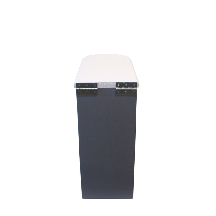  Bac à copeaux de bois gris/blanc arrondi avec couvercle pour toilette sèche - modèle rehaussé