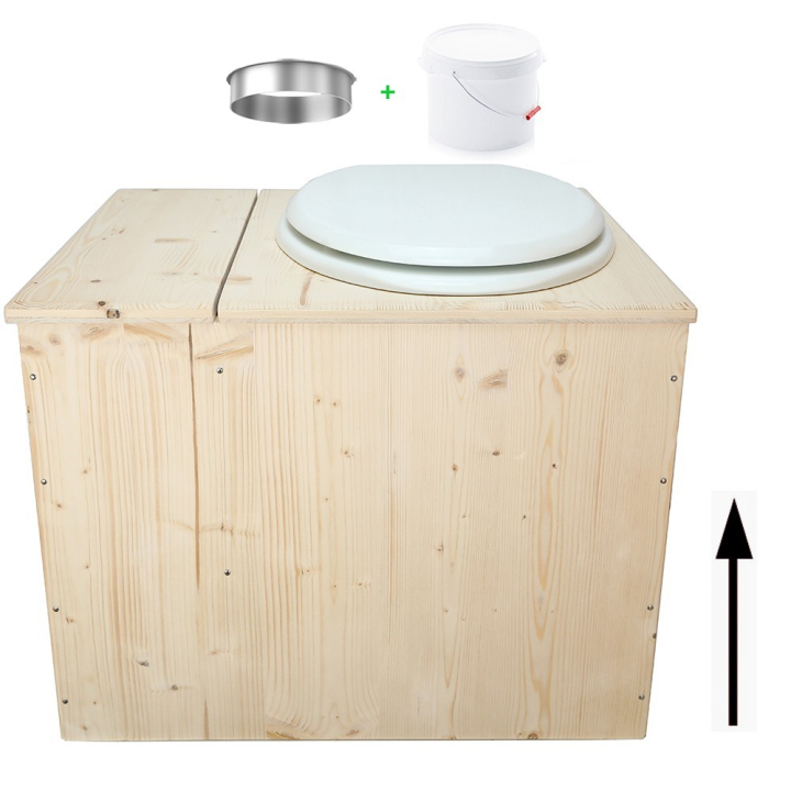 Toilette sèche rehaussée avec bac à copeaux de bois intégré