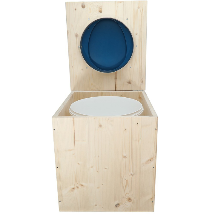  Toilette sèche rehaussée en bois brut complète avec seau plastique 22L