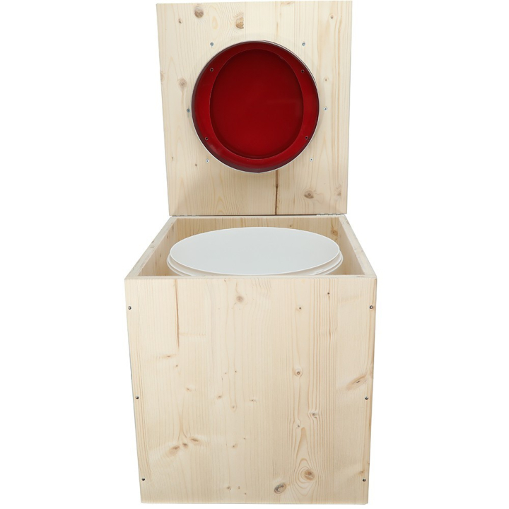  Toilette sèche rehaussée en bois brut complète avec seau plastique 22L