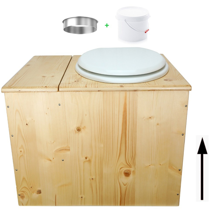 Toilette sèche rehaussée huilée avec bac à copeaux de bois