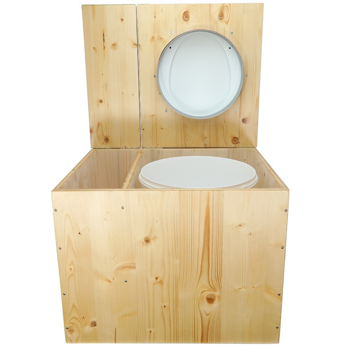  Toilette sèche rehaussée huilée avec bac à copeaux de bois