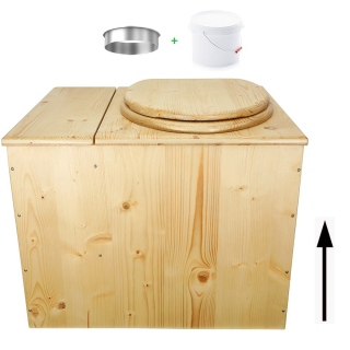 Toilette sèche rehaussée huilée avec bac à copeaux de bois