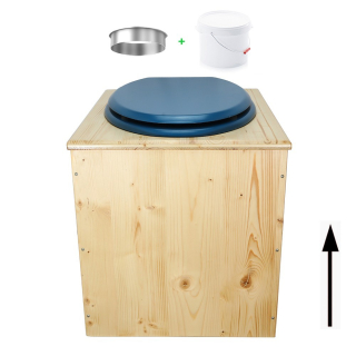 Toilette sèche rehaussée en bois huilé avec bavette inox