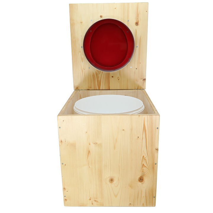  Toilette sèche rehaussée en bois huilé avec bavette inox