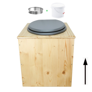 Toilette sèche rehaussée en bois huilé avec bavette inox