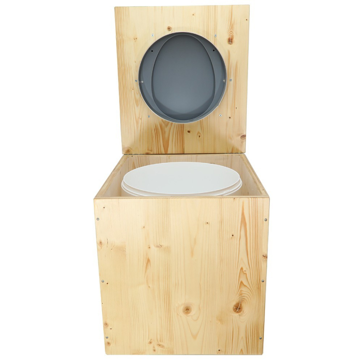  Toilette sèche rehaussée en bois huilé avec bavette inox