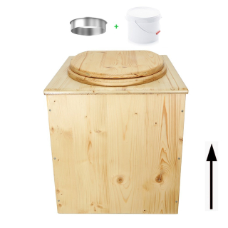 Toilette sèche rehaussée en bois huilé avec bavette inox