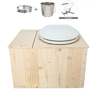 Toilette sèche avec bac en bois brut