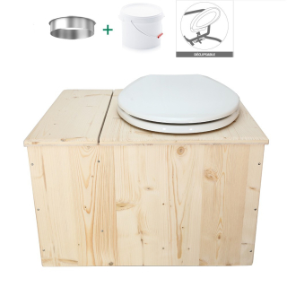 Toilette sèche avec bac en bois brut