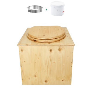 Toilette sèche en bois huilé avec bavette inox