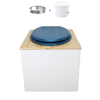 Toilette sèche de couleur blanc/huilé avec seau plastique 22L