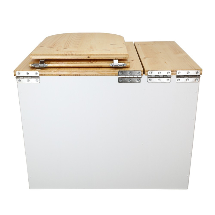  Toilette sèche en bois blanc/huilé rehaussée avec bac à copeaux de bois