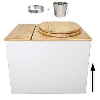 Toilette sèche en bois blanc/huilé avec bac intégré