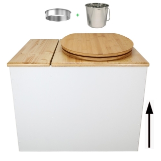 Toilette sèche en bois blanc/huilé avec bac intégré