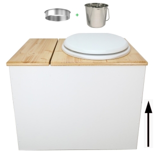 Toilette sèche en bois blanc/huilé avec bac intégré