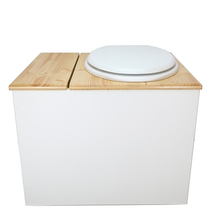  abattant blanc seau inox et bavette inox. Hauteur PMR 50 cm.