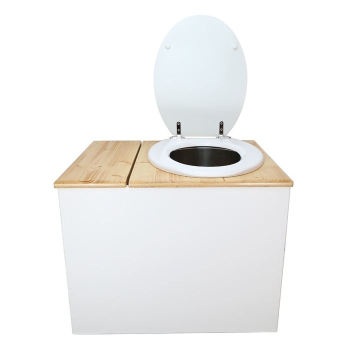  Toilette sèche en bois blanc/huilé avec bac intégré