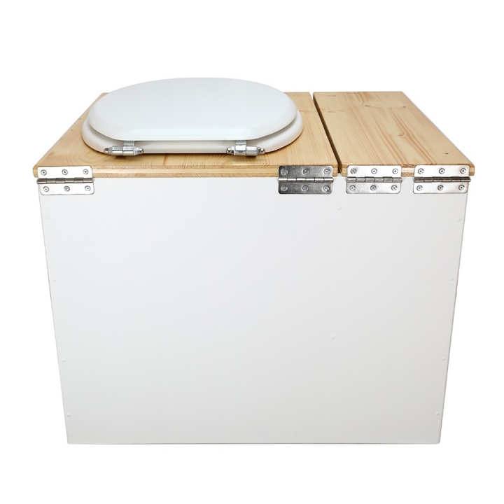  Toilette sèche en bois blanc/huilé avec bac intégré